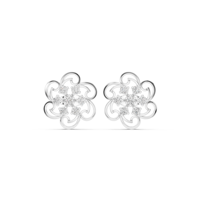 Floral diamond stud earrings in gold by Signora Jewels