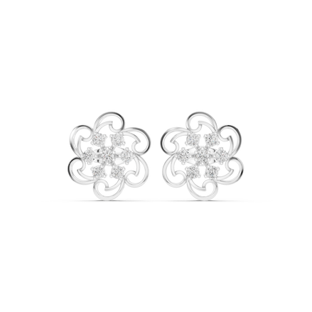 Floral diamond stud earrings in gold by Signora Jewels