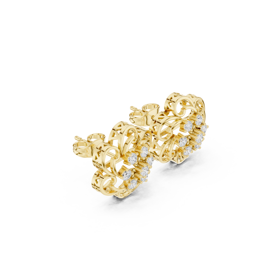 Floral diamond stud earrings in gold by Signora Jewels