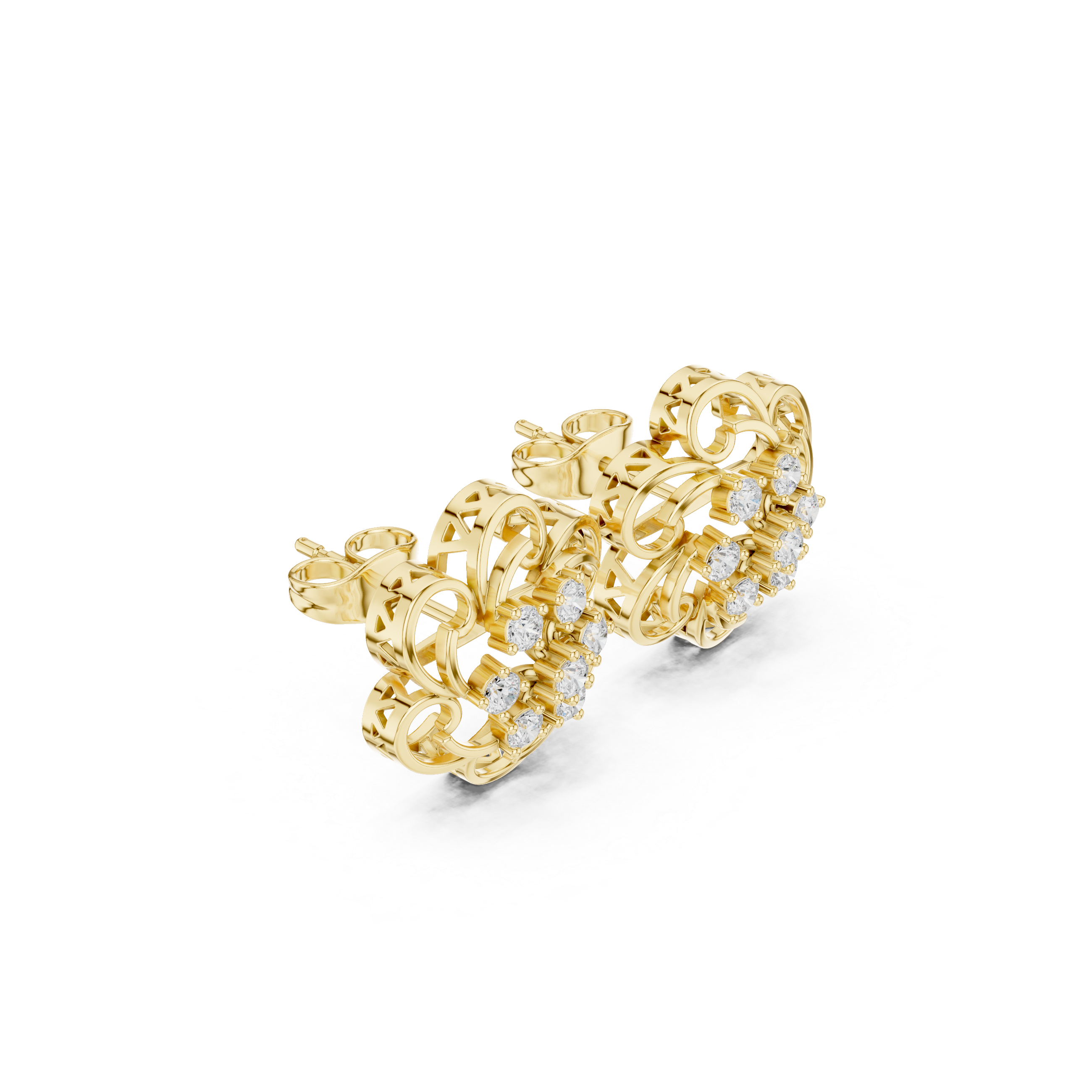 Floral diamond stud earrings in gold by Signora Jewels