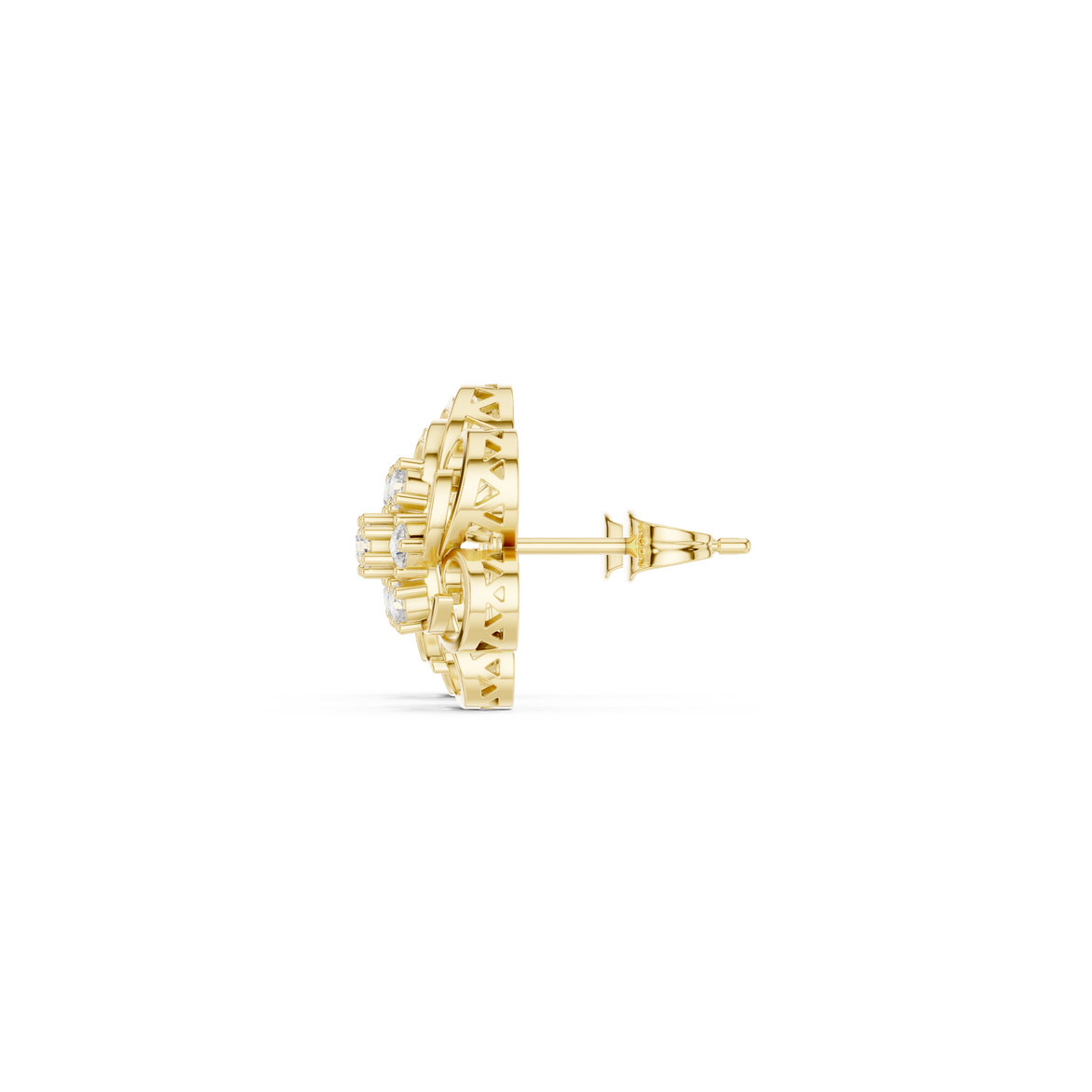 Floral diamond stud earrings in gold by Signora Jewels