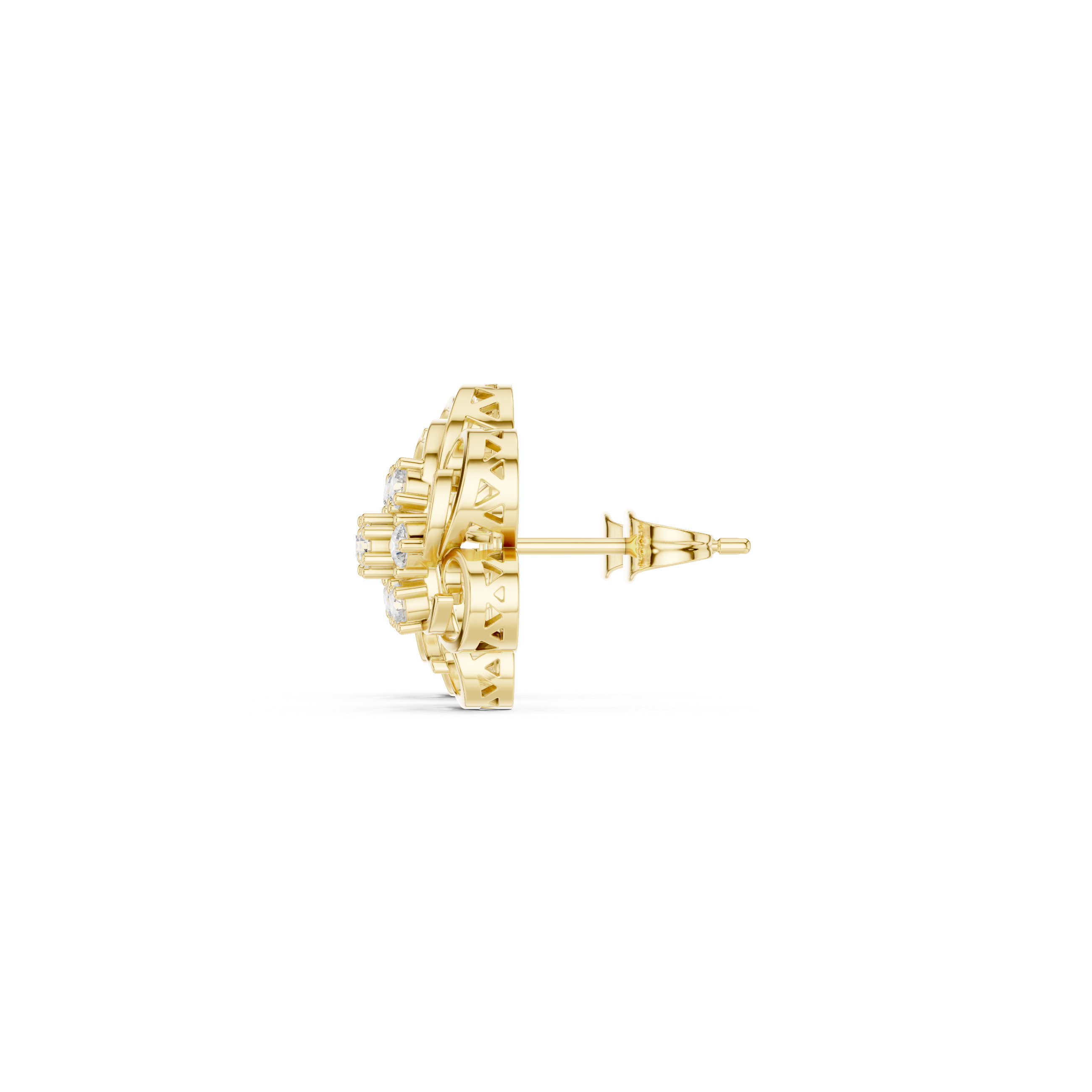 Floral diamond stud earrings in gold by Signora Jewels
