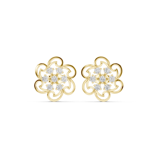 Front face of the yellow gold Whirlwind Bloom stud earrings