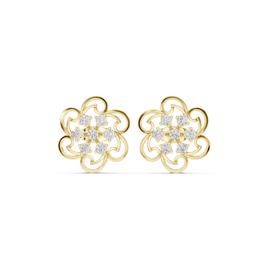 Front face of the yellow gold Whirlwind Bloom stud earrings