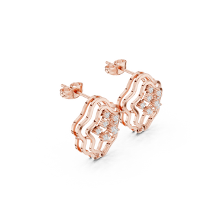 Side profile of the rose gold Harmony Bloom diamond earrings