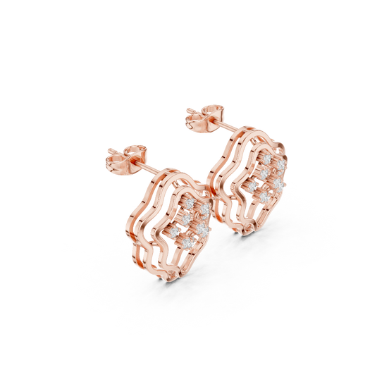 Side profile of the rose gold Harmony Bloom diamond earrings