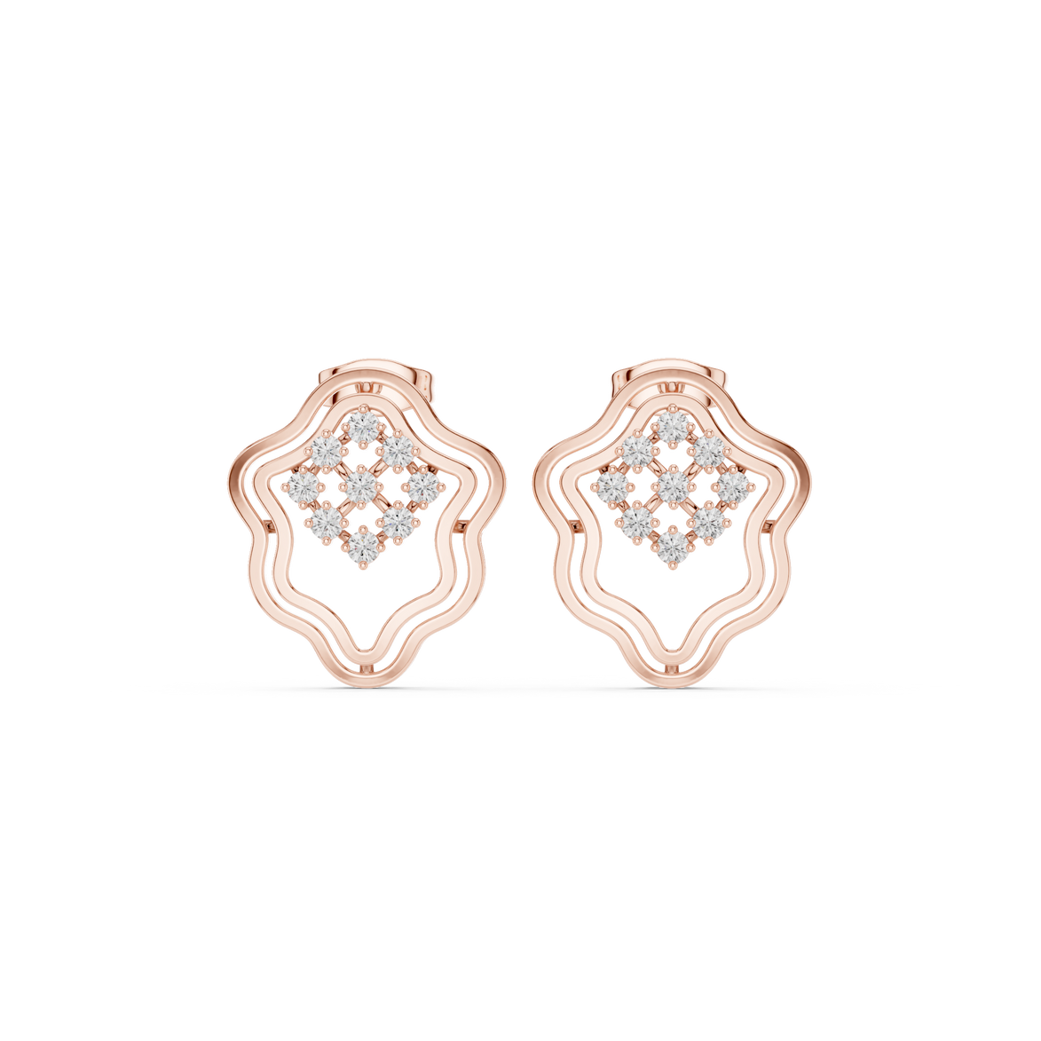 Floral diamond stud earrings