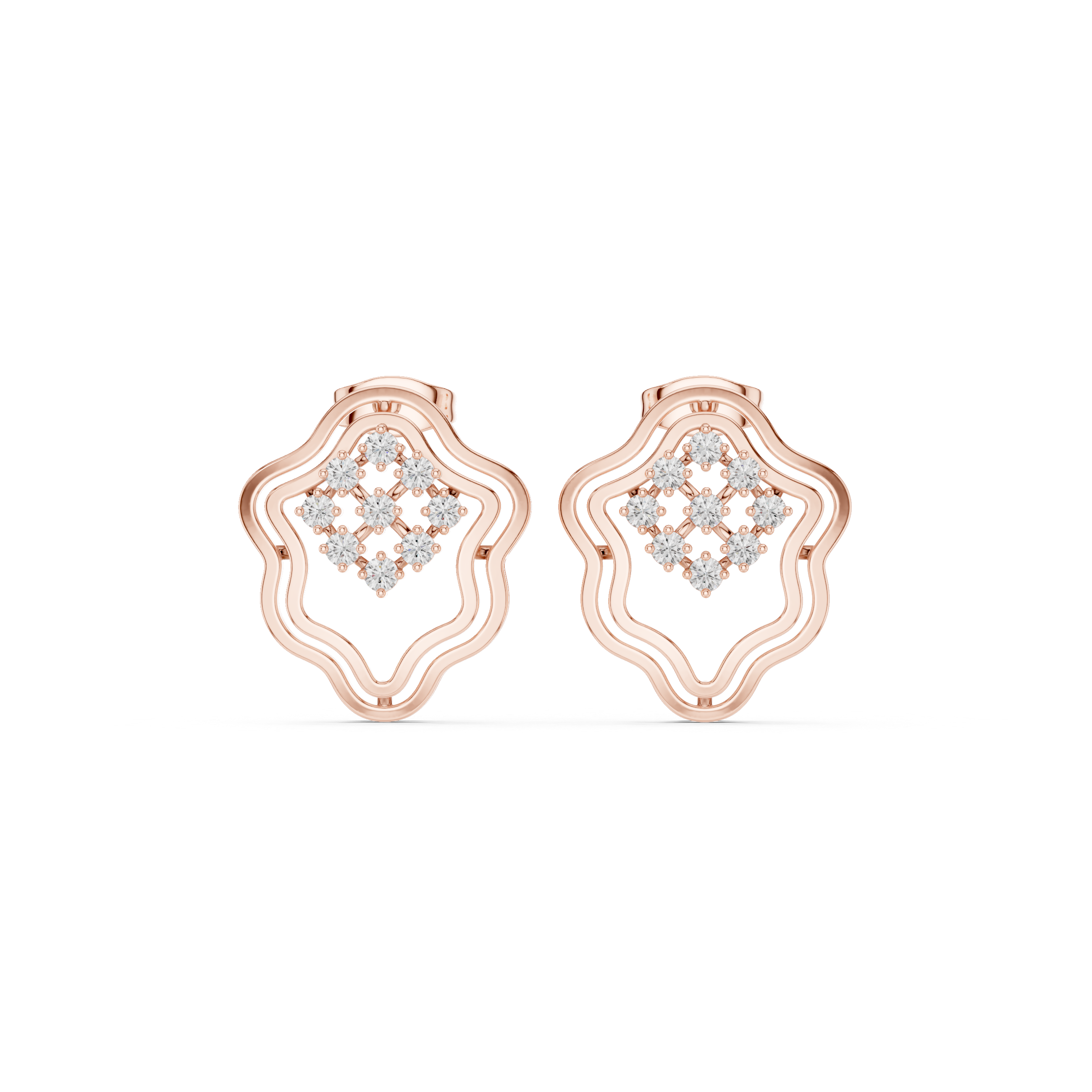 Floral diamond stud earrings