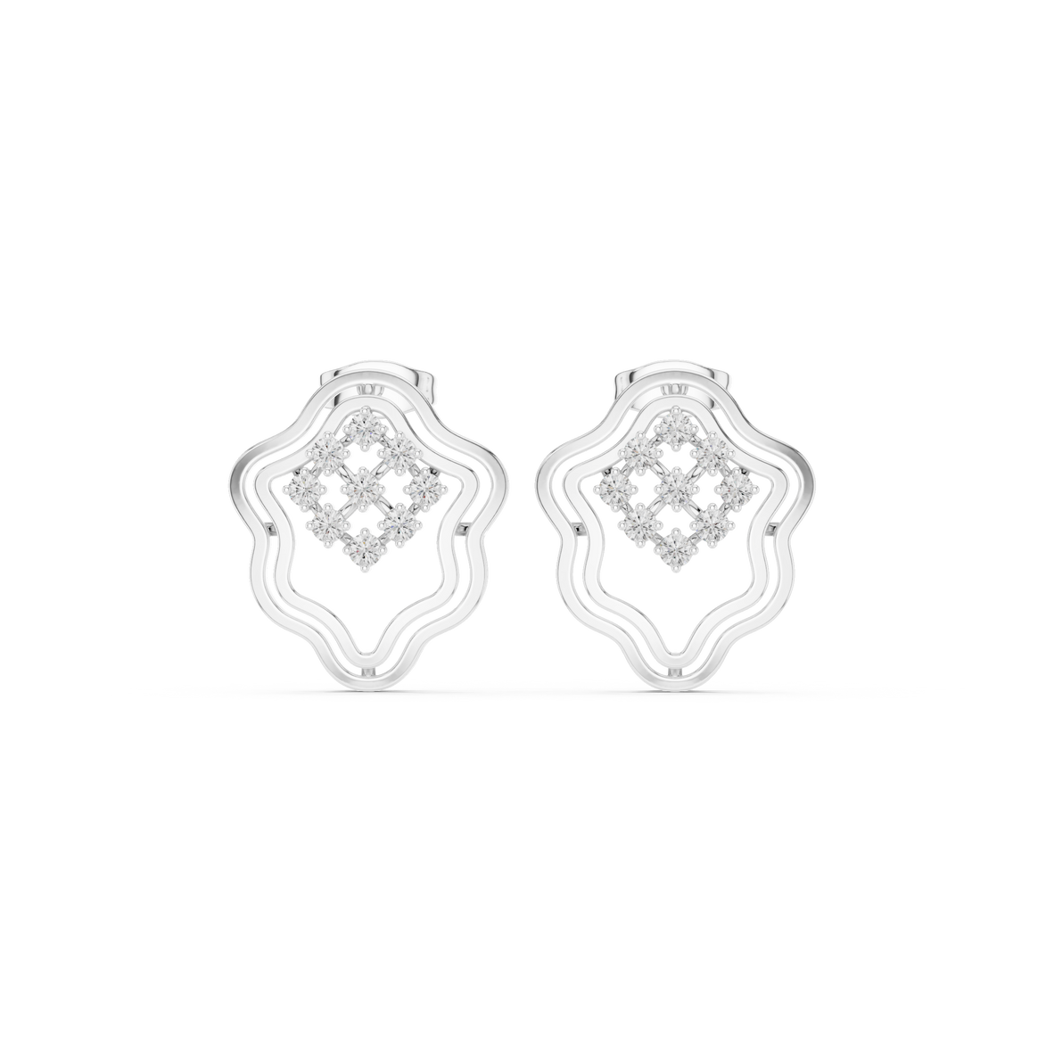 Floral diamond stud earrings