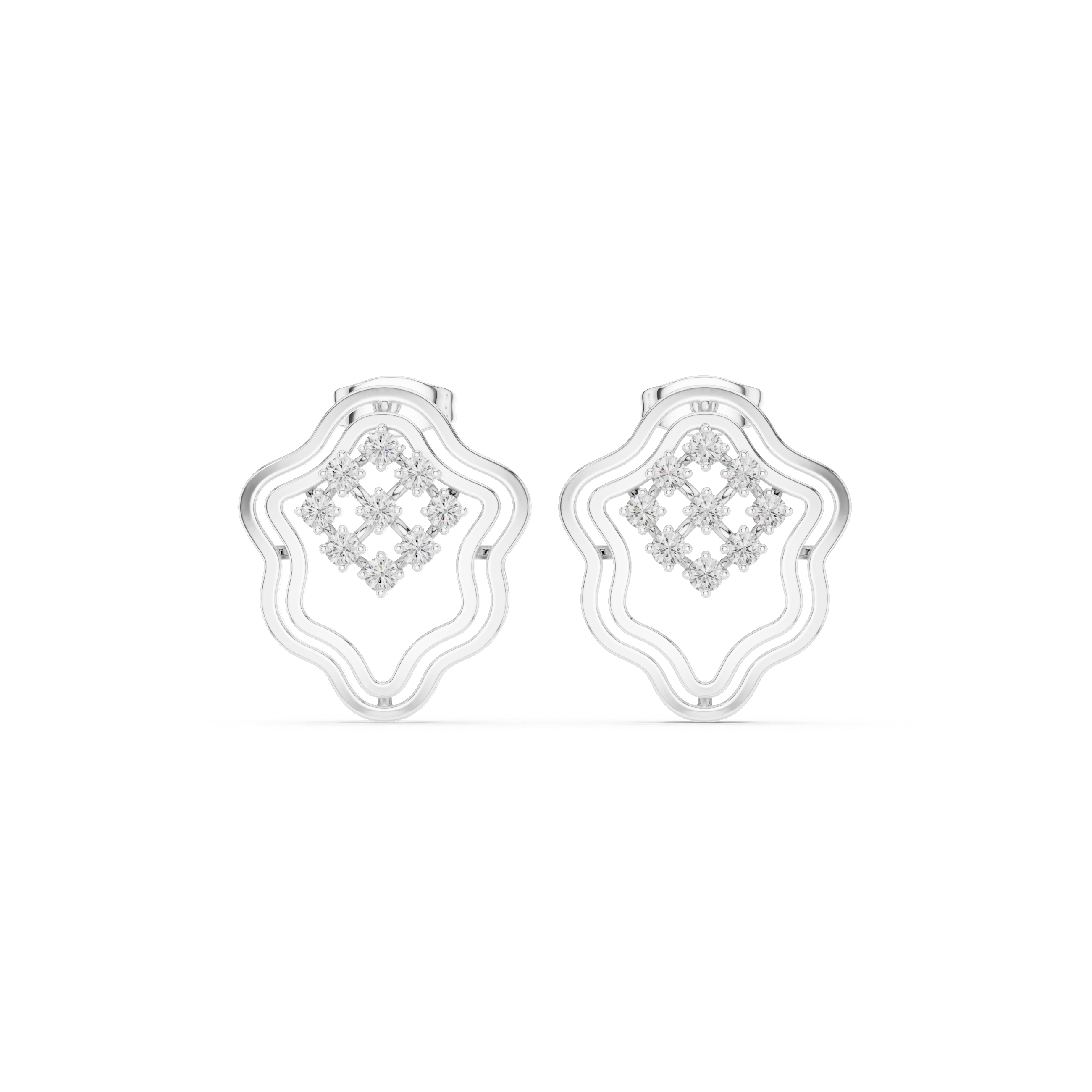 Floral diamond stud earrings