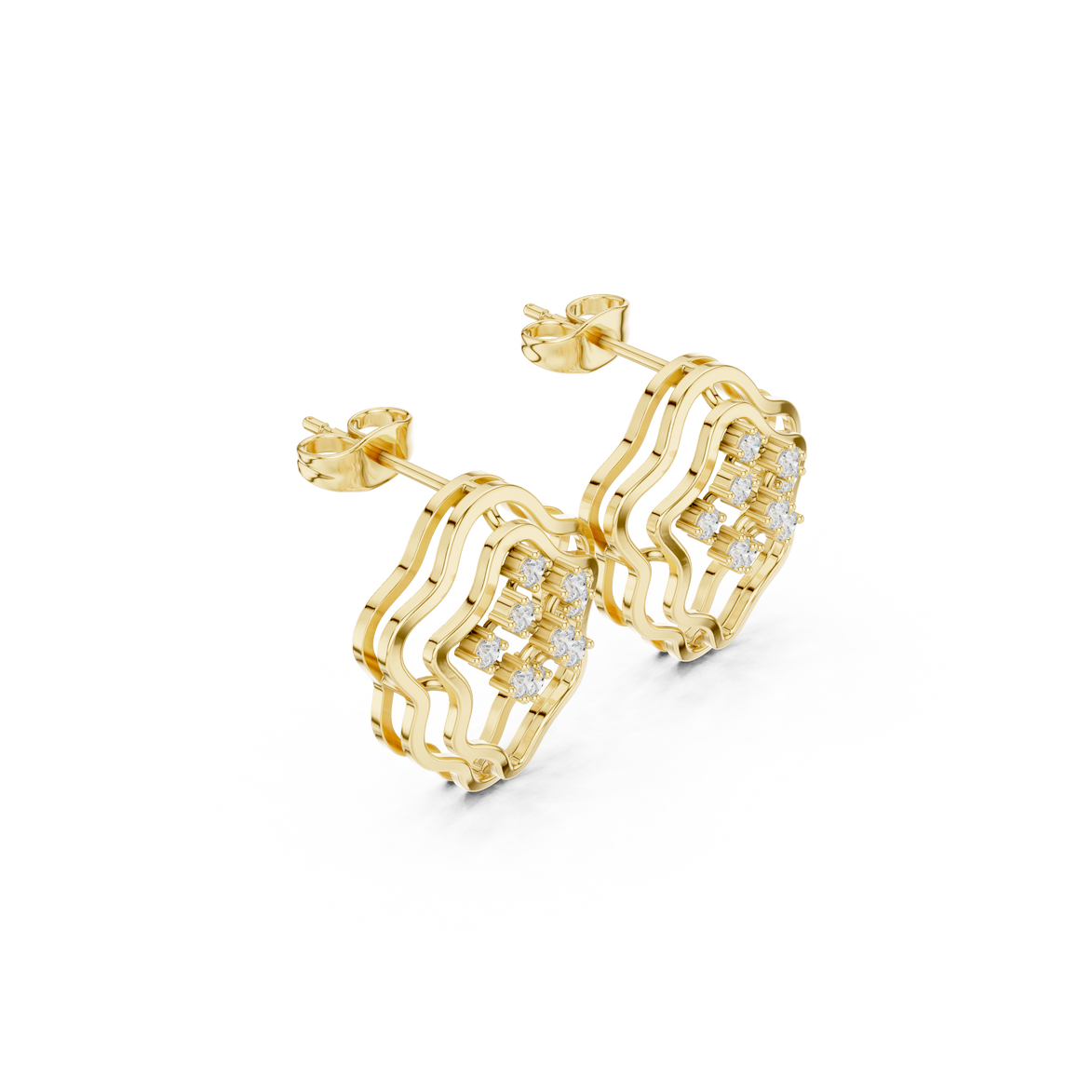 Floral diamond stud earrings