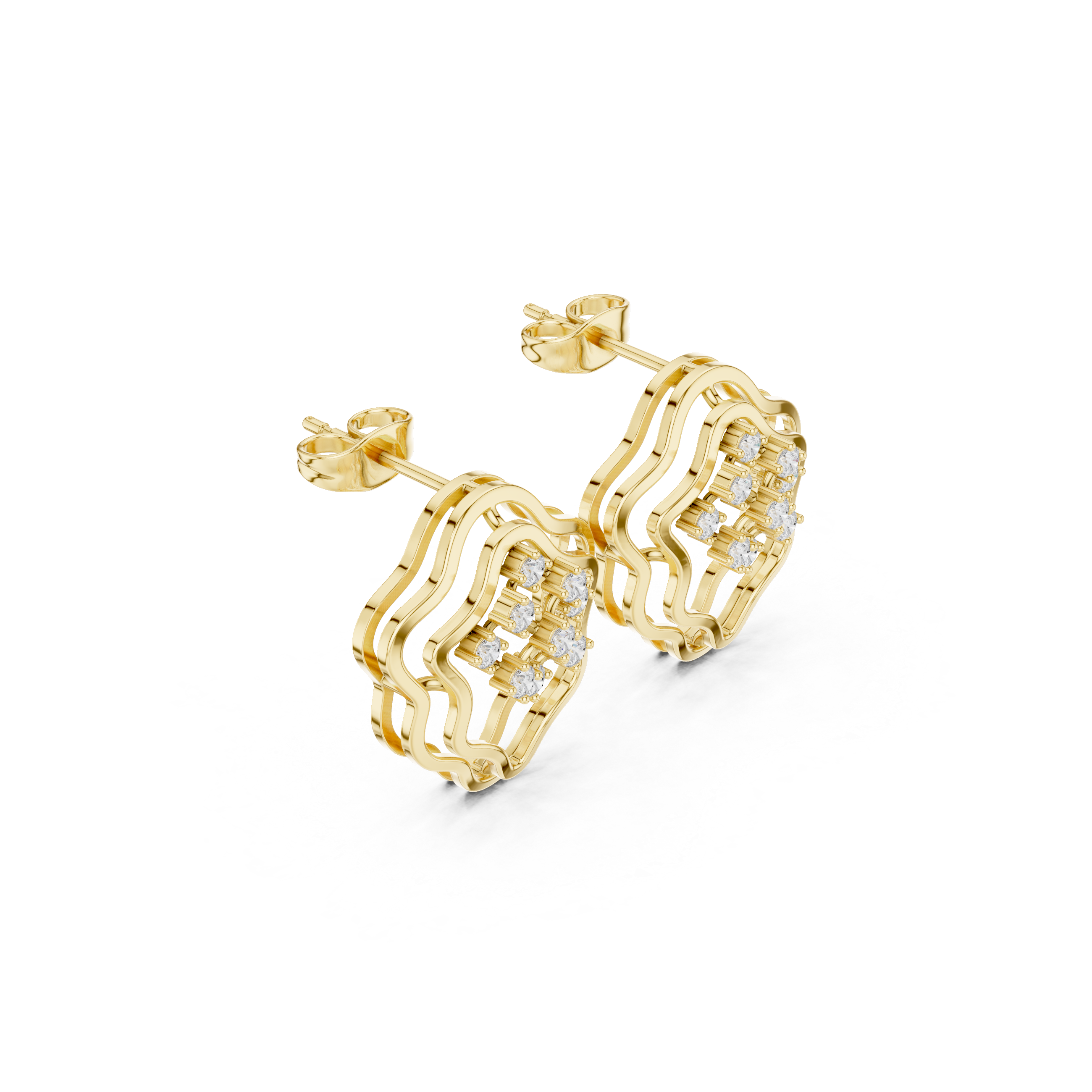 Floral diamond stud earrings