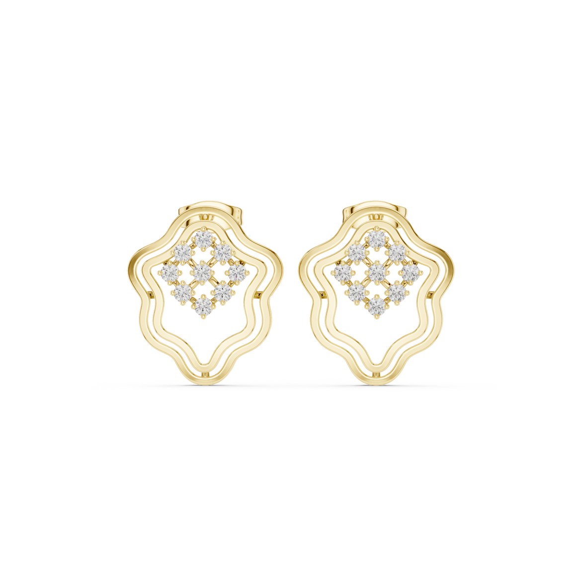 Floral diamond stud earrings
