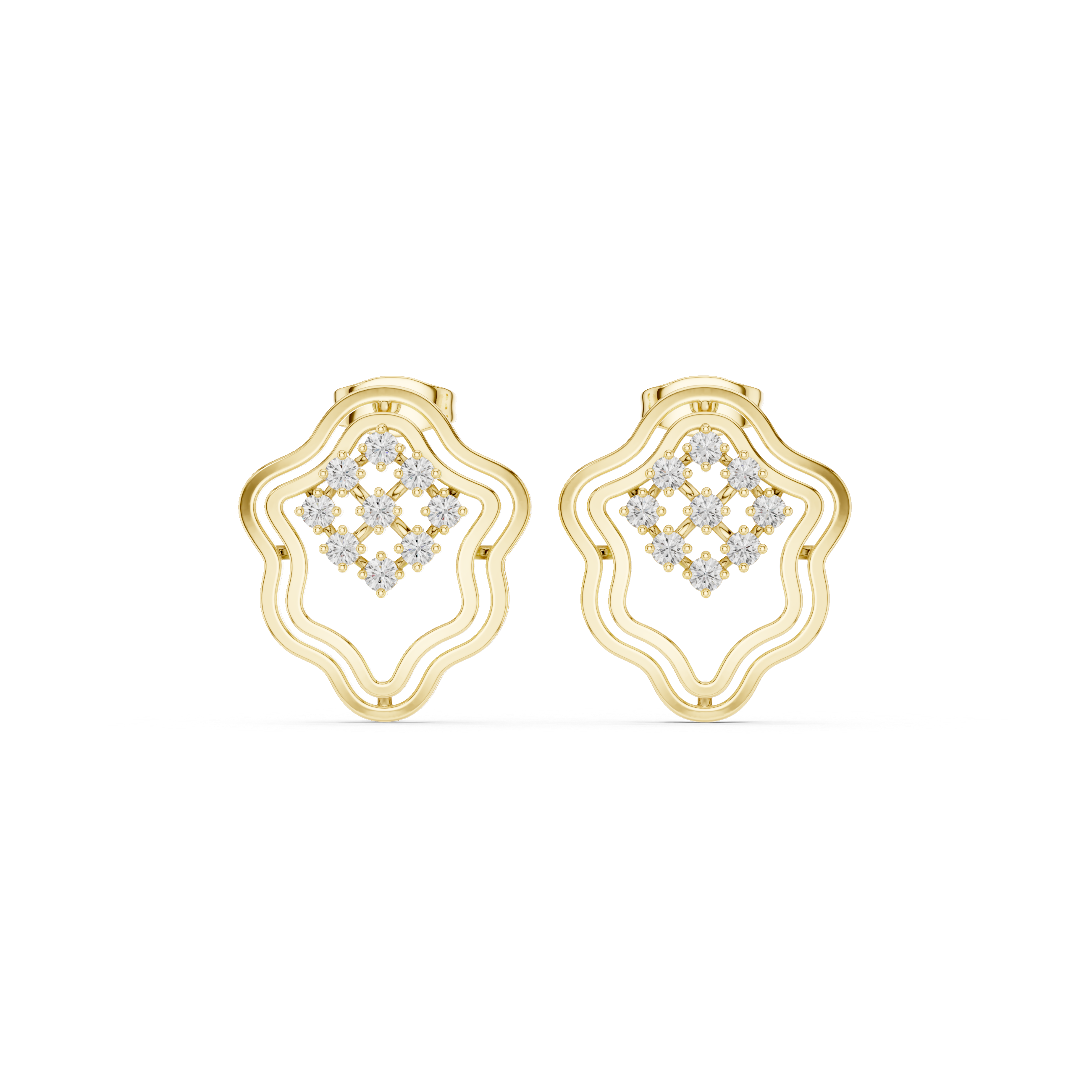 Floral diamond stud earrings