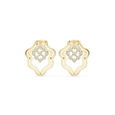 Front face of the yellow gold Harmony Bloom stud earrings