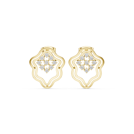 Front face of the yellow gold Harmony Bloom stud earrings