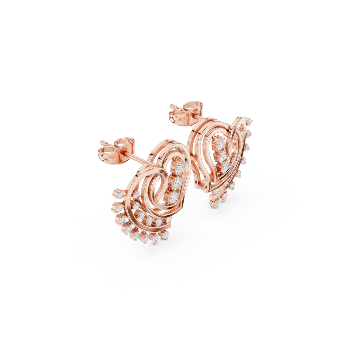 Heart spiral diamond earrings