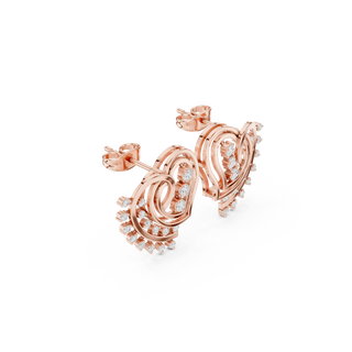 Side profile of the rose gold Whispering Hearts diamond earrings