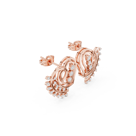 Side profile of the rose gold Whispering Hearts diamond earrings