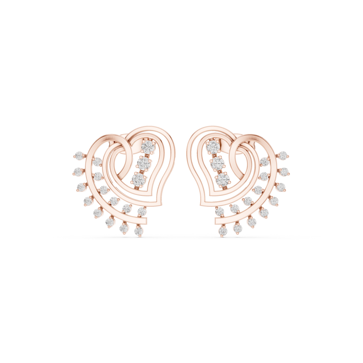 Heart spiral diamond earrings