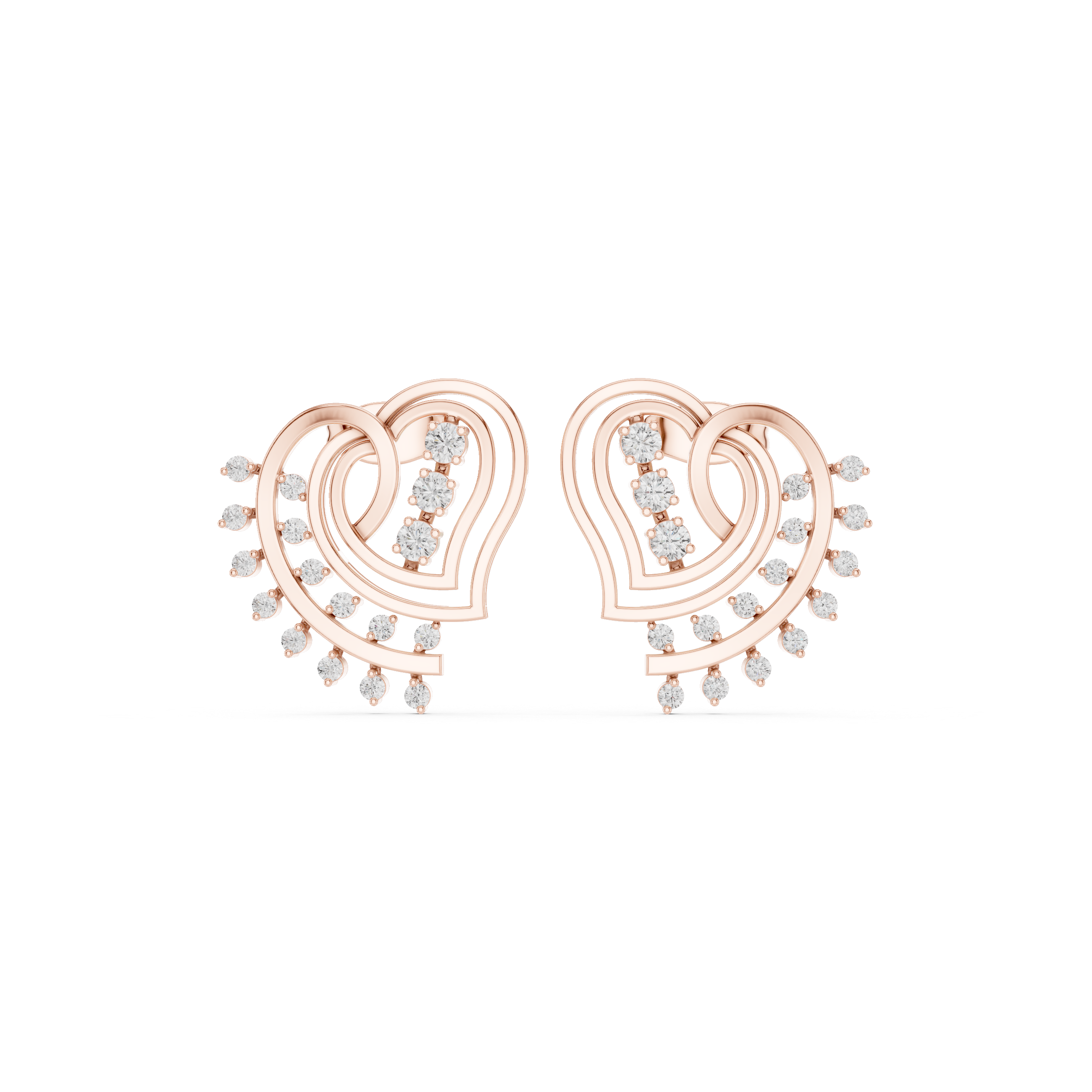 Heart spiral diamond earrings