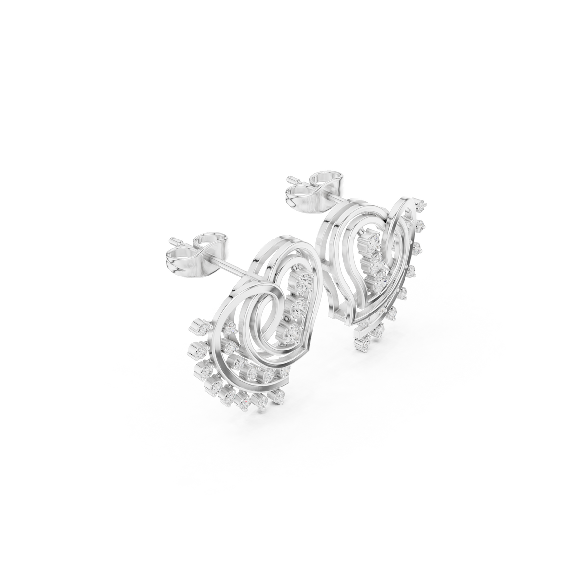 Heart spiral diamond earrings
