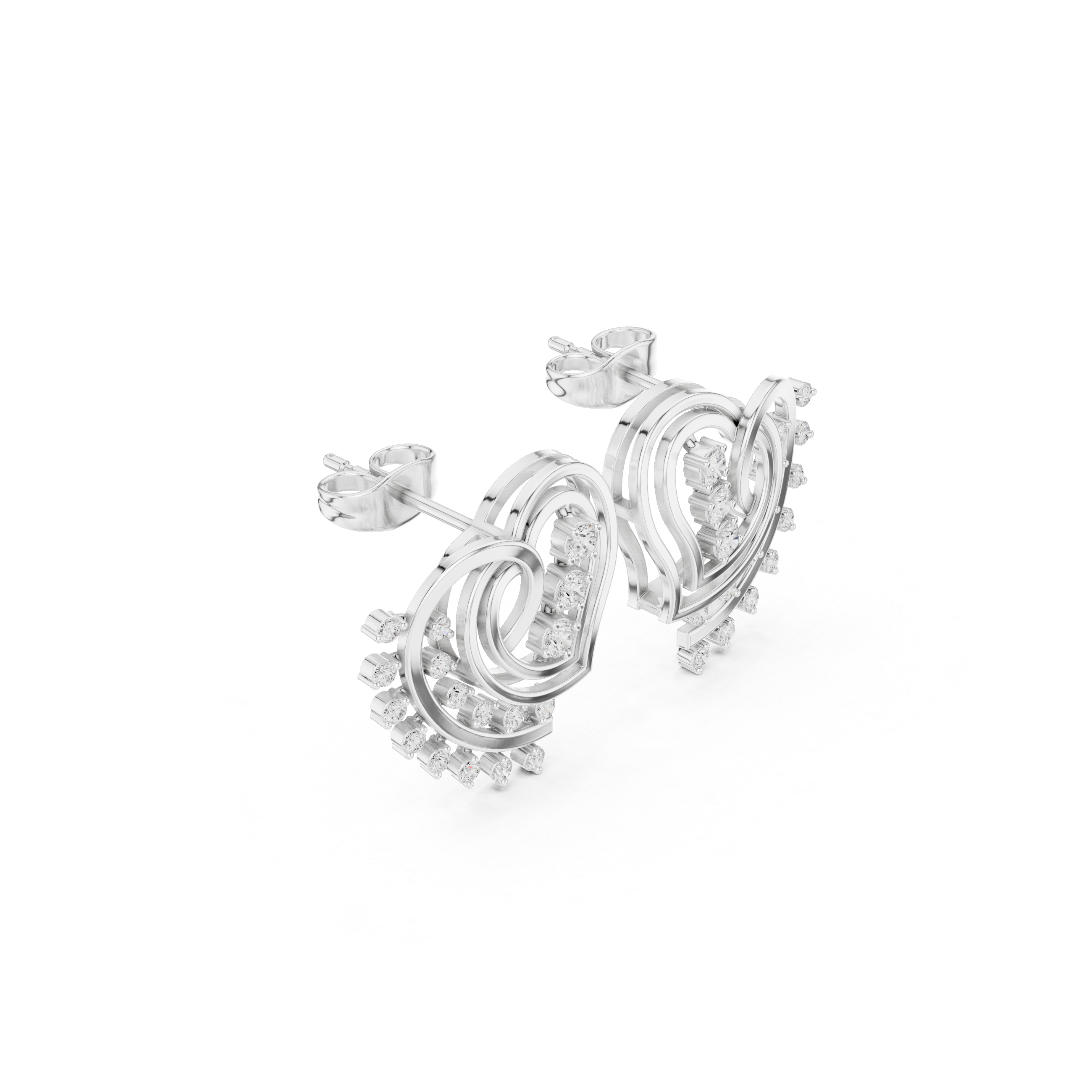 Heart spiral diamond earrings