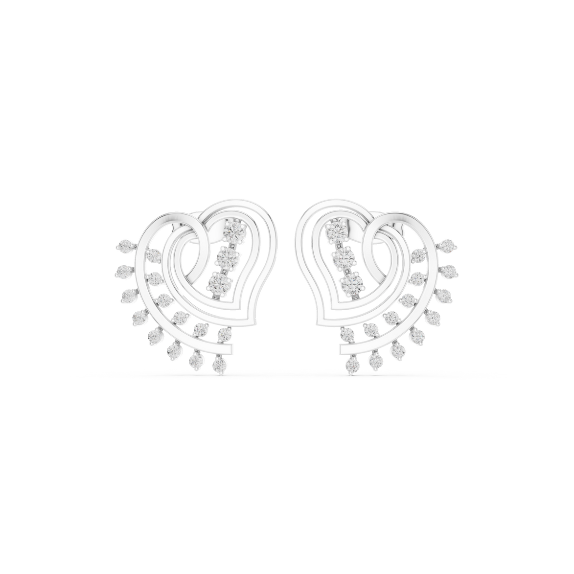 Heart spiral diamond earrings