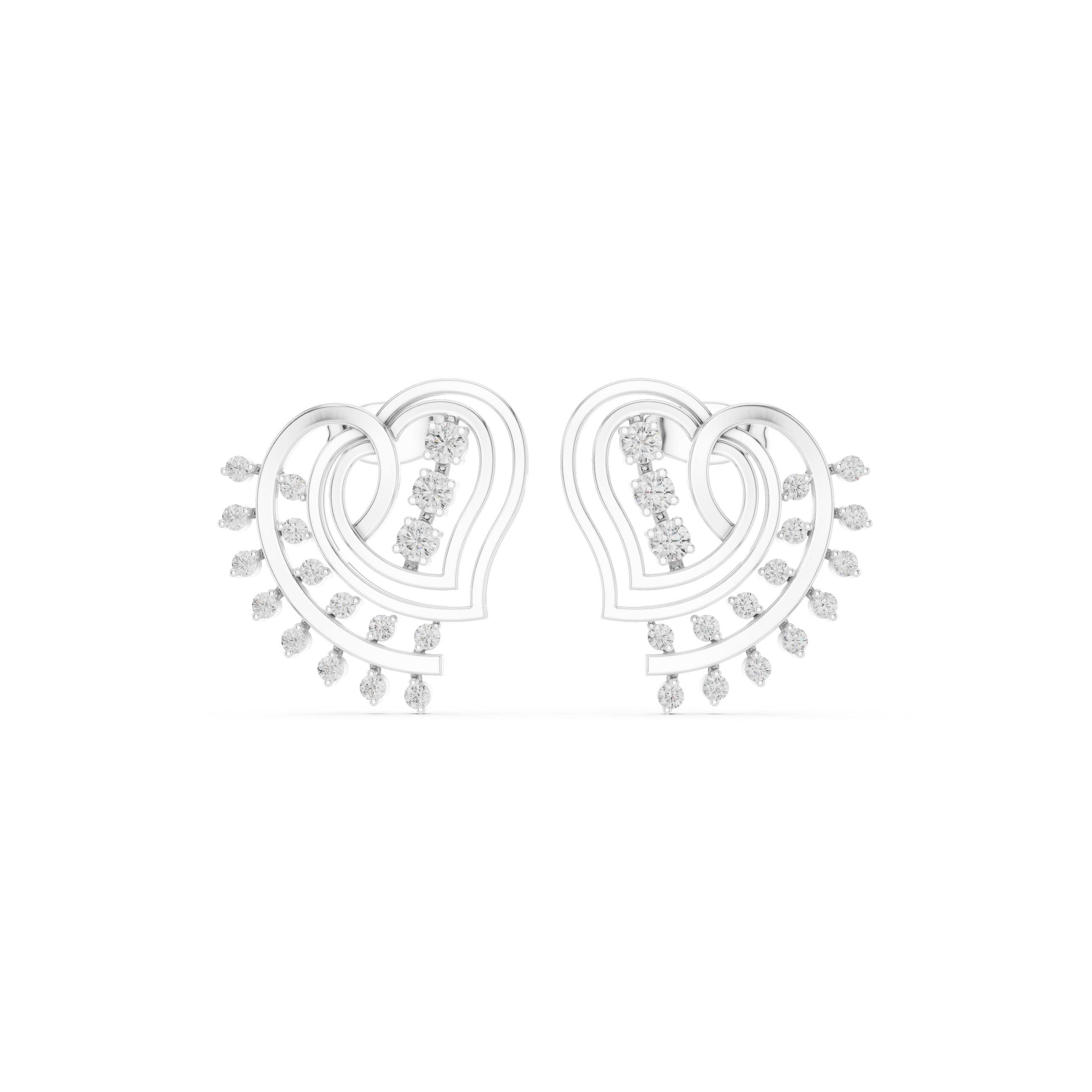 Heart spiral diamond earrings