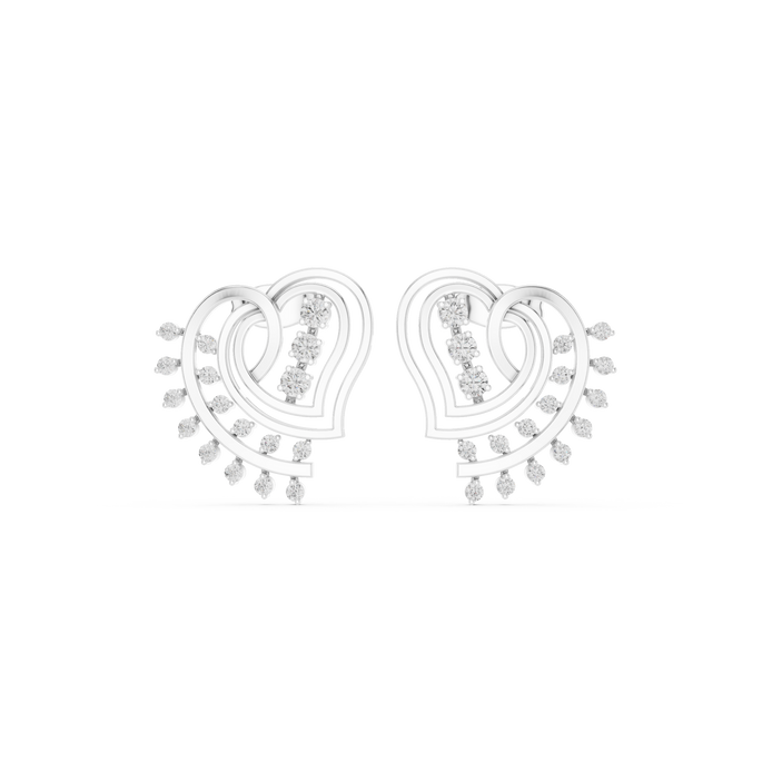 Heart spiral diamond earrings