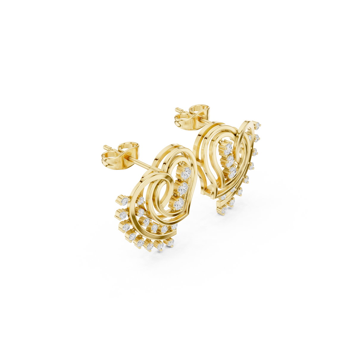 Heart spiral diamond earrings