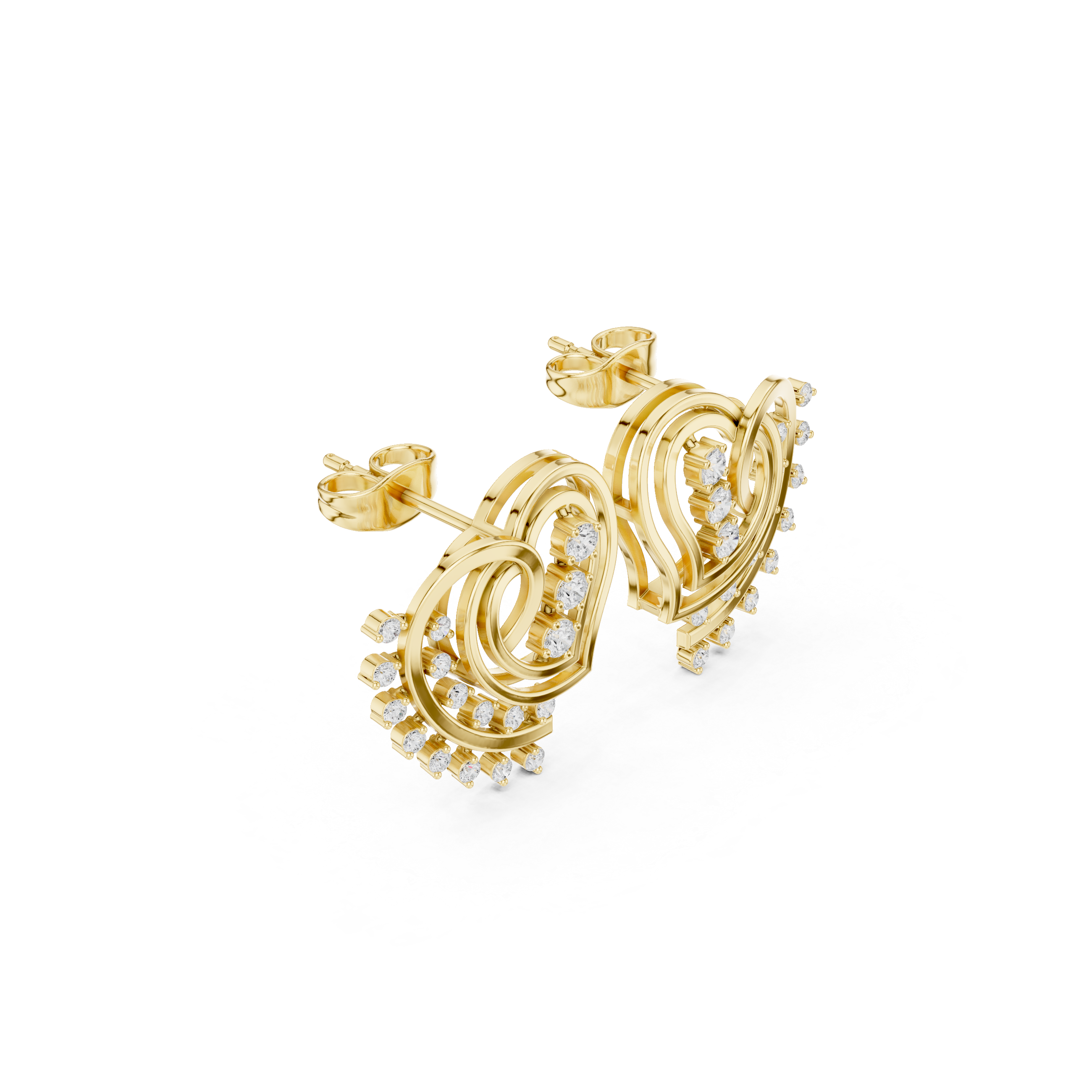 Heart spiral diamond earrings
