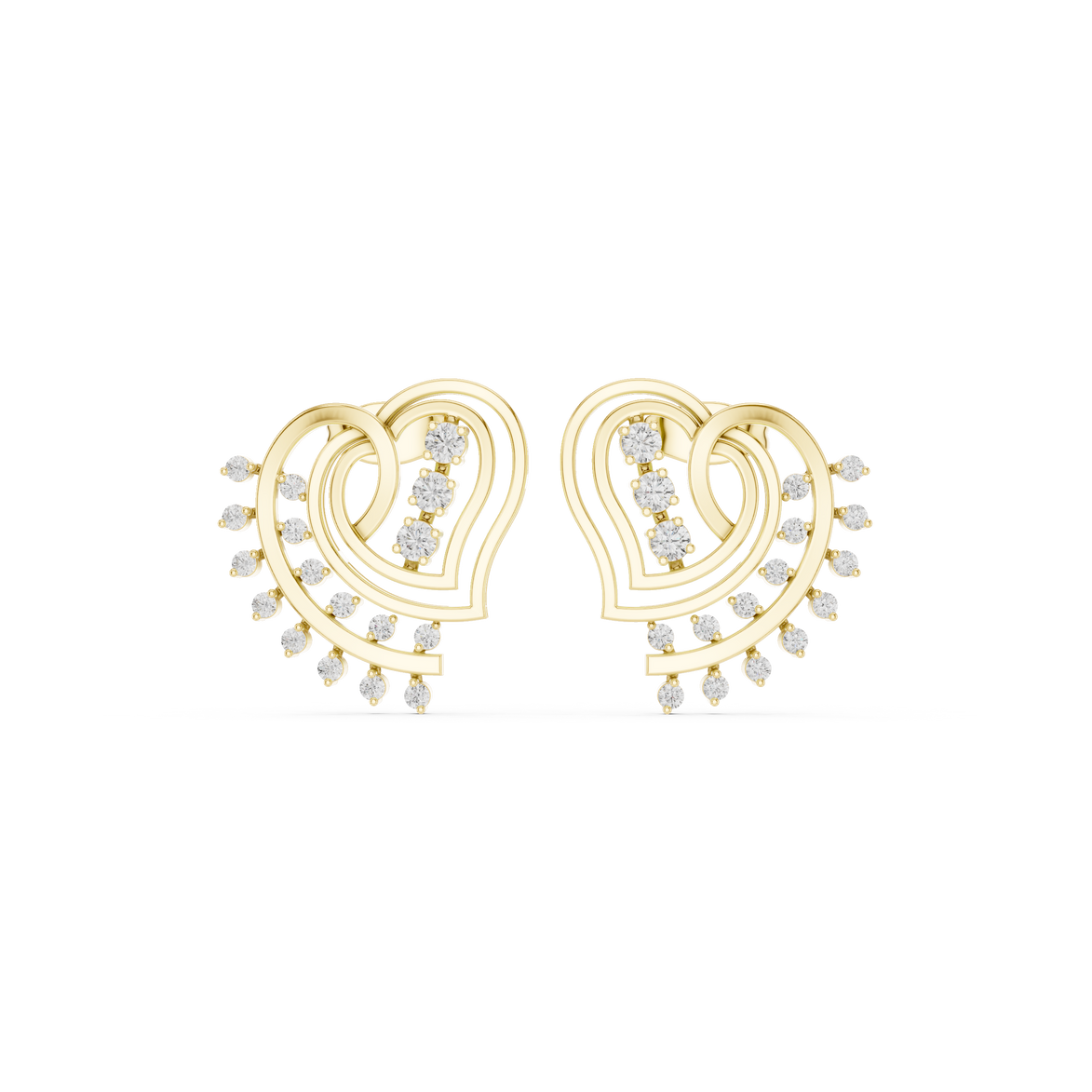 Heart spiral diamond earrings