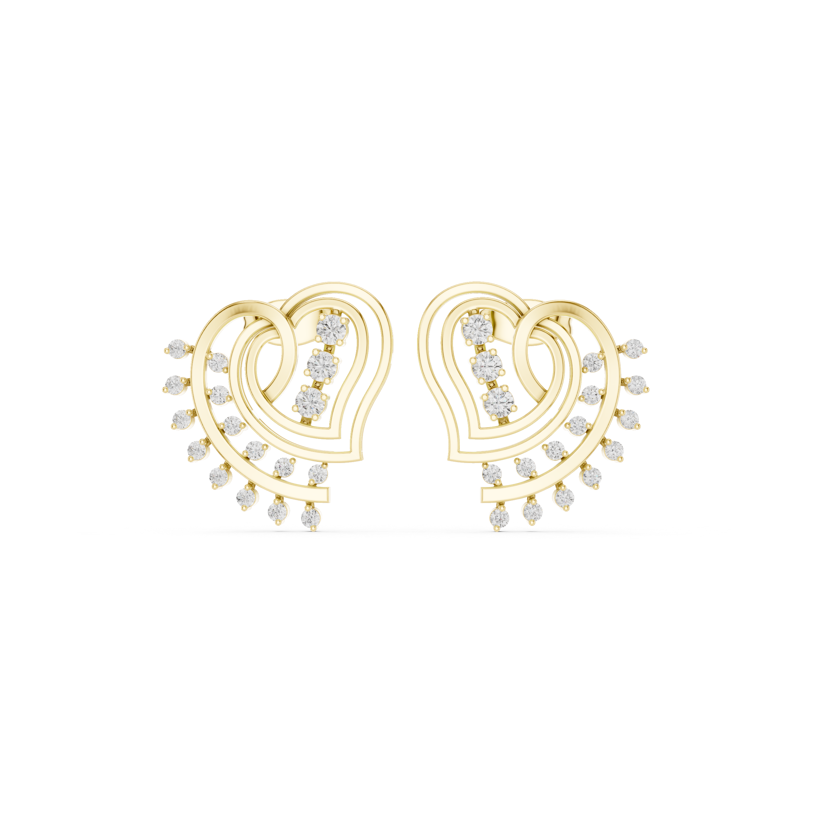 Heart spiral diamond earrings