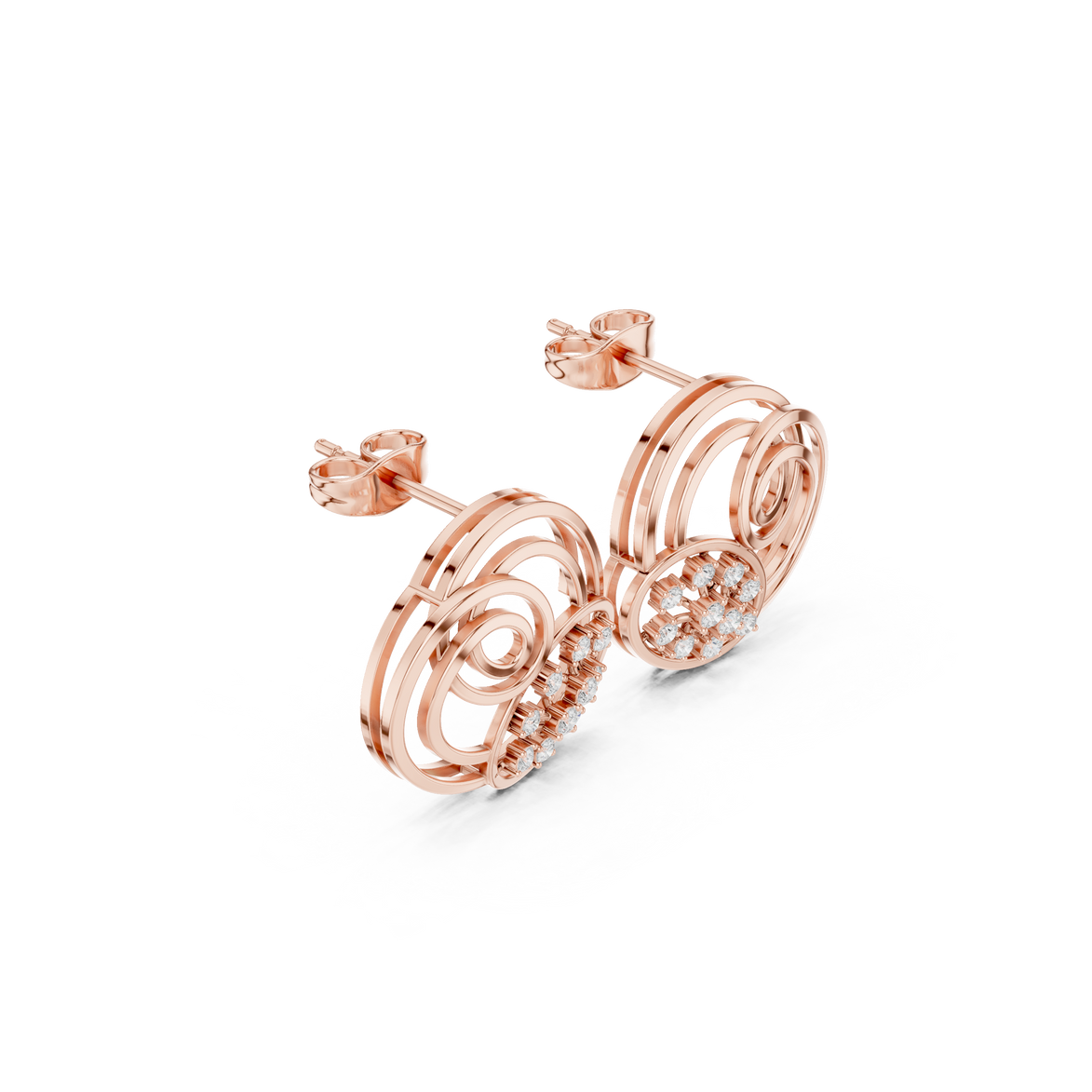 Spiral diamond stud earrings