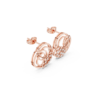 Side profile of the rose gold Galaxy Bloom diamond earrings