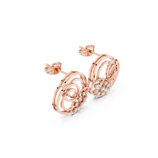 Side profile of the rose gold Galaxy Bloom diamond earrings