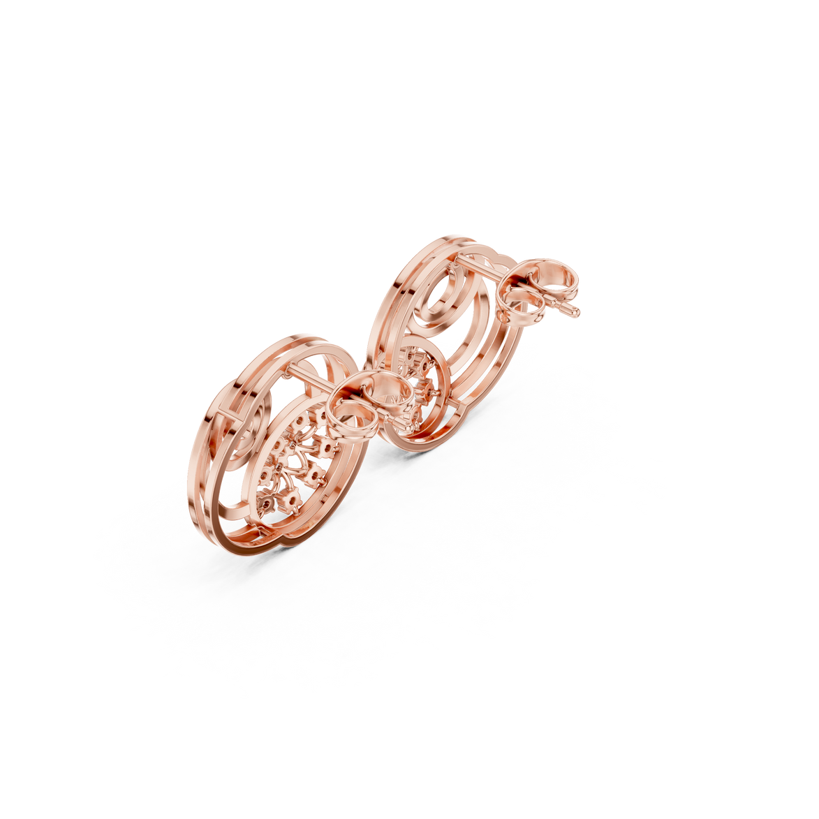 Spiral diamond stud earrings