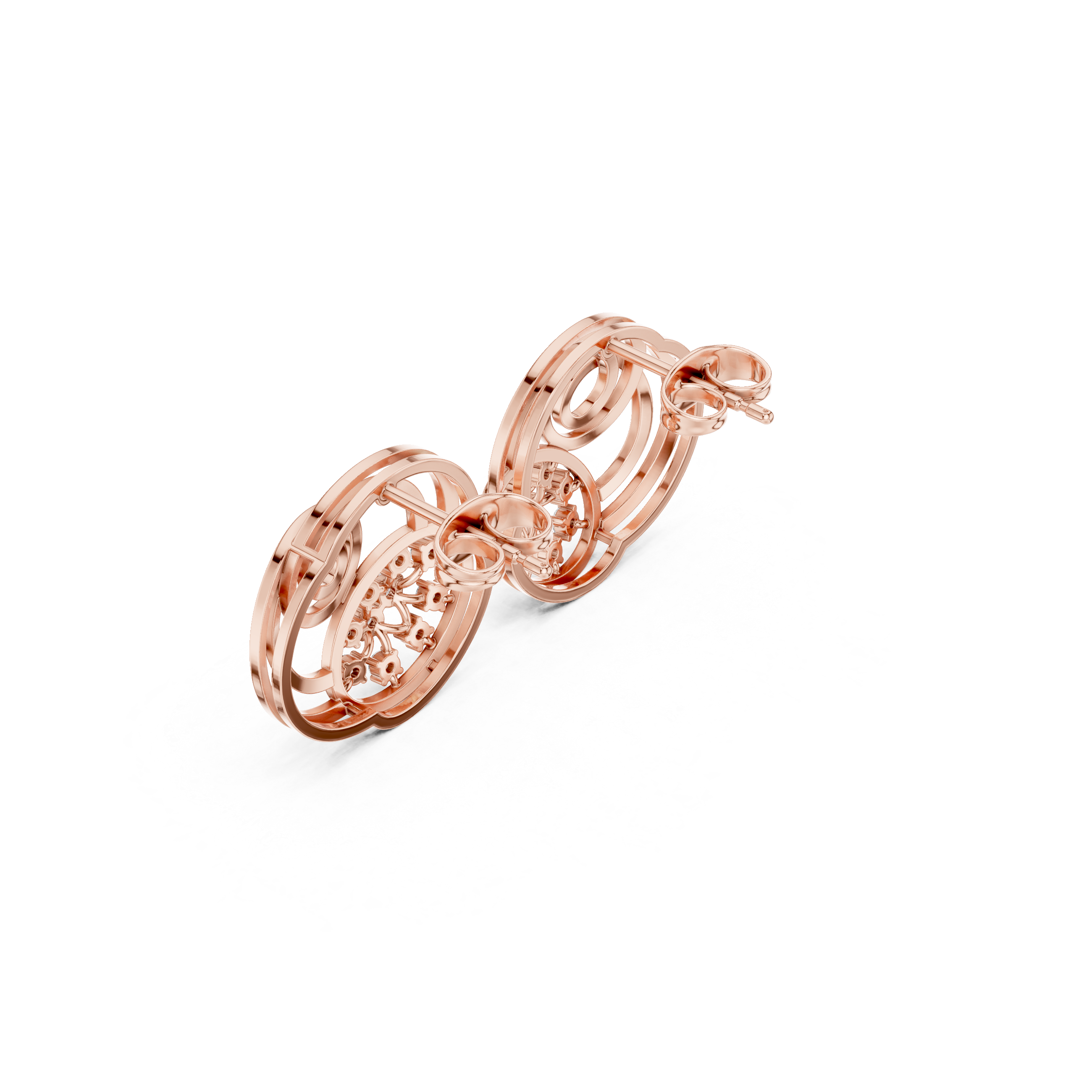 Spiral diamond stud earrings