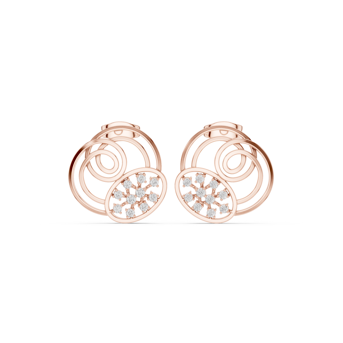 Spiral diamond stud earrings