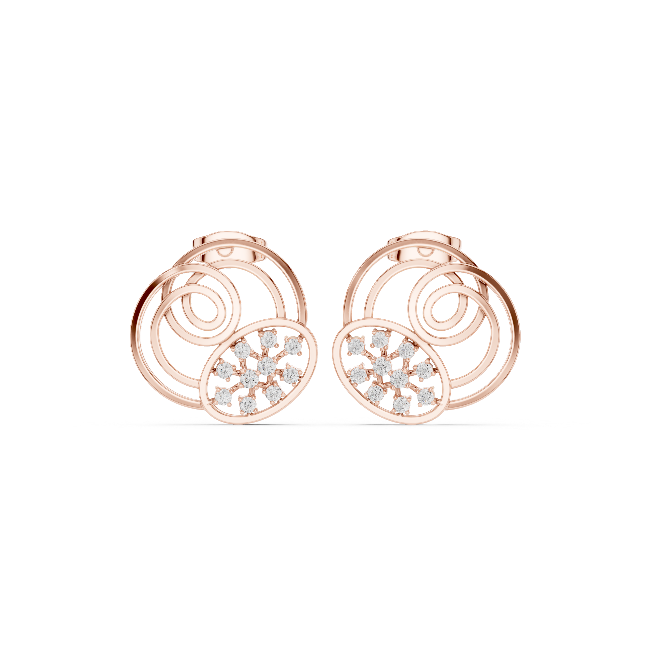 Spiral diamond stud earrings