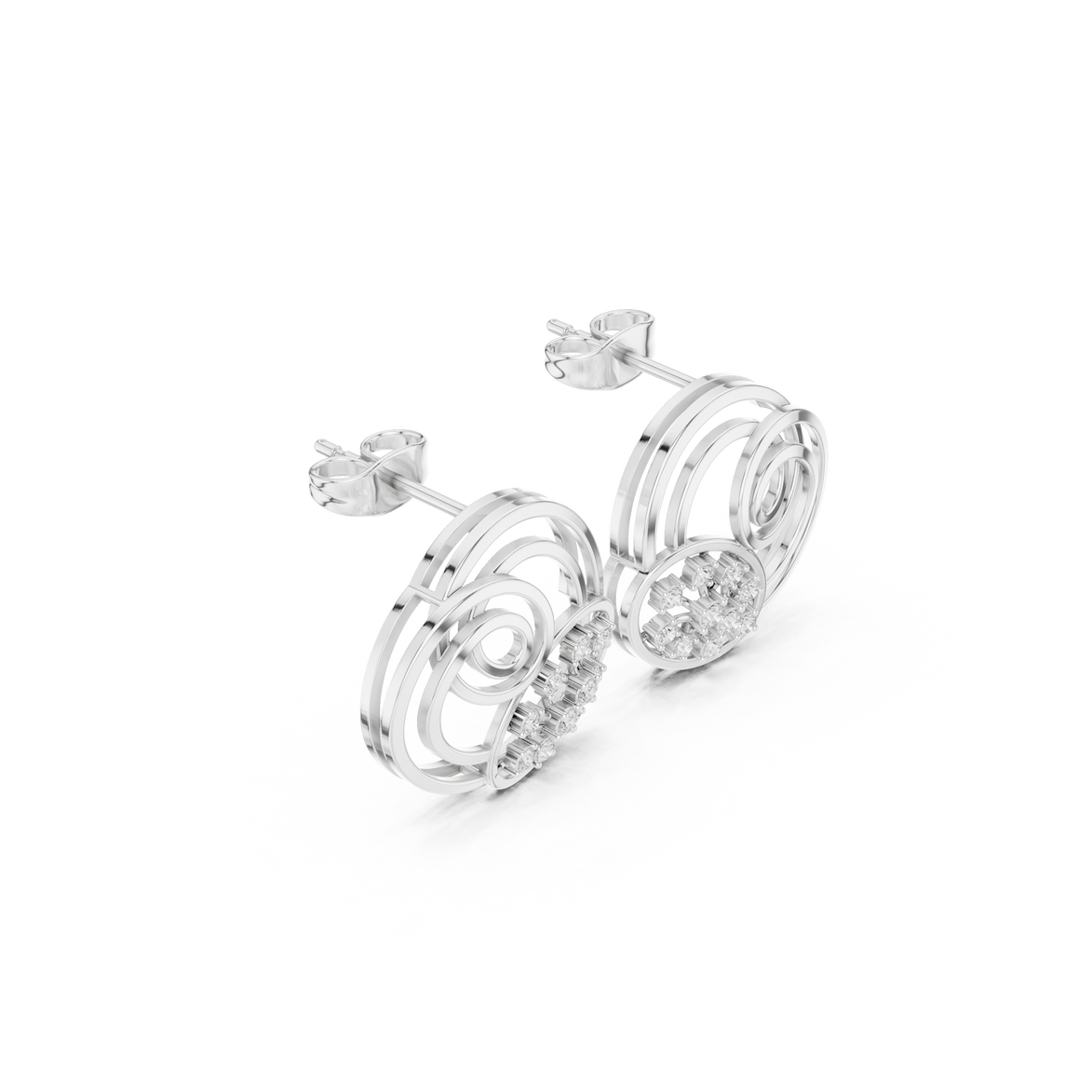 Spiral diamond stud earrings