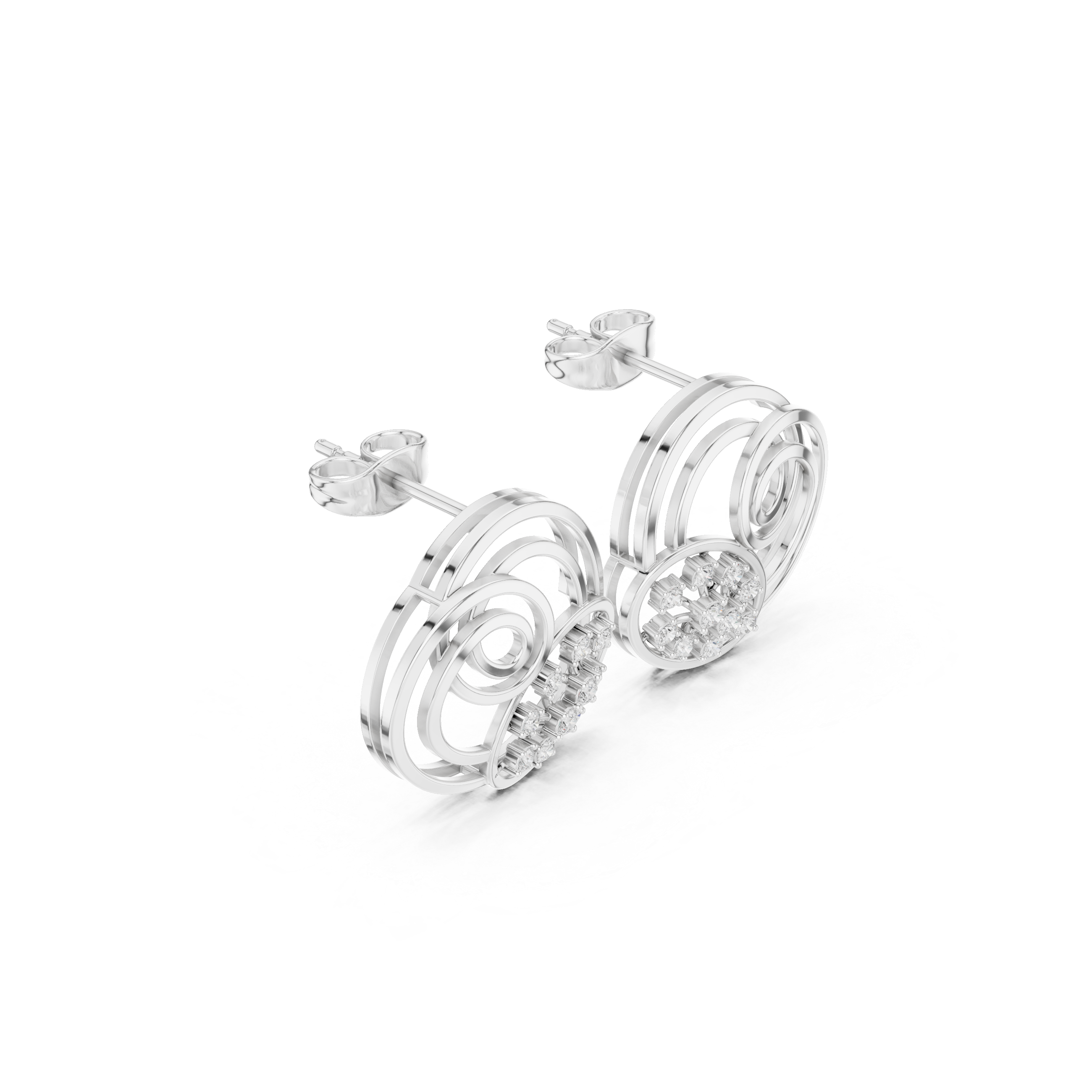 Spiral diamond stud earrings