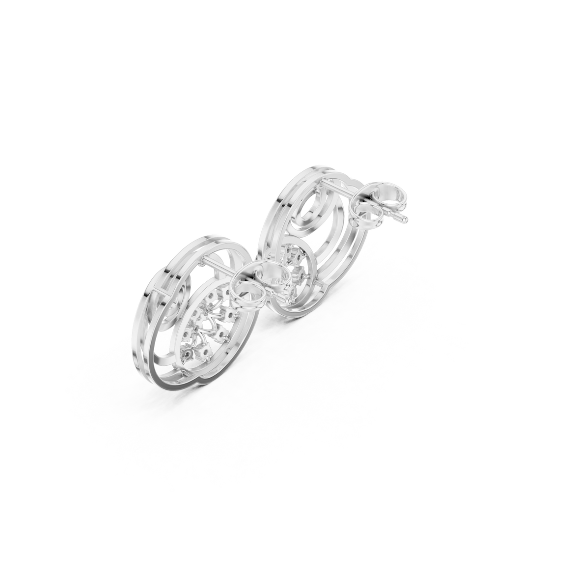 Spiral diamond stud earrings