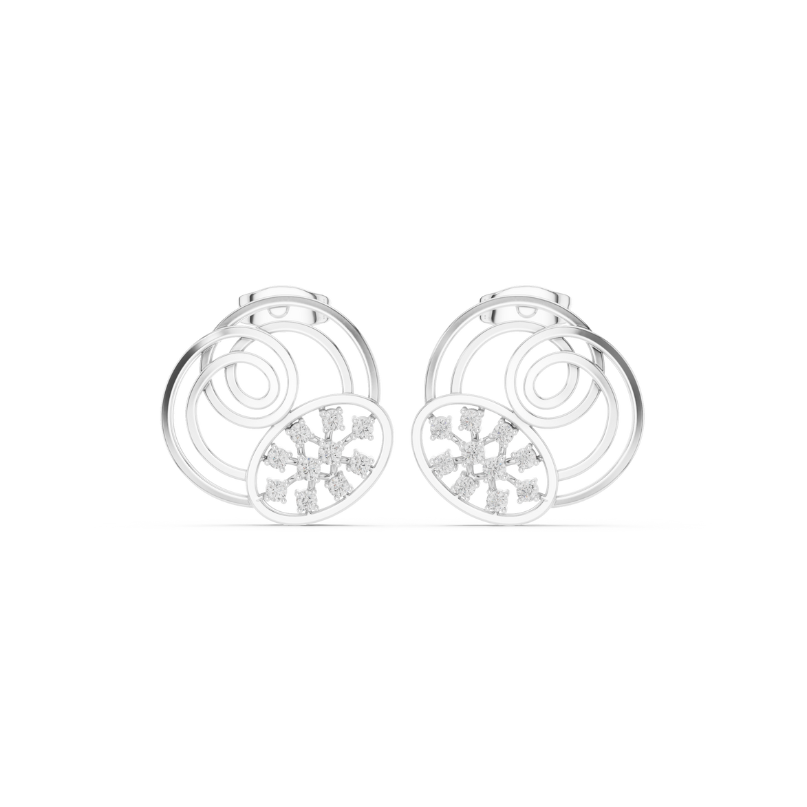 Spiral diamond stud earrings