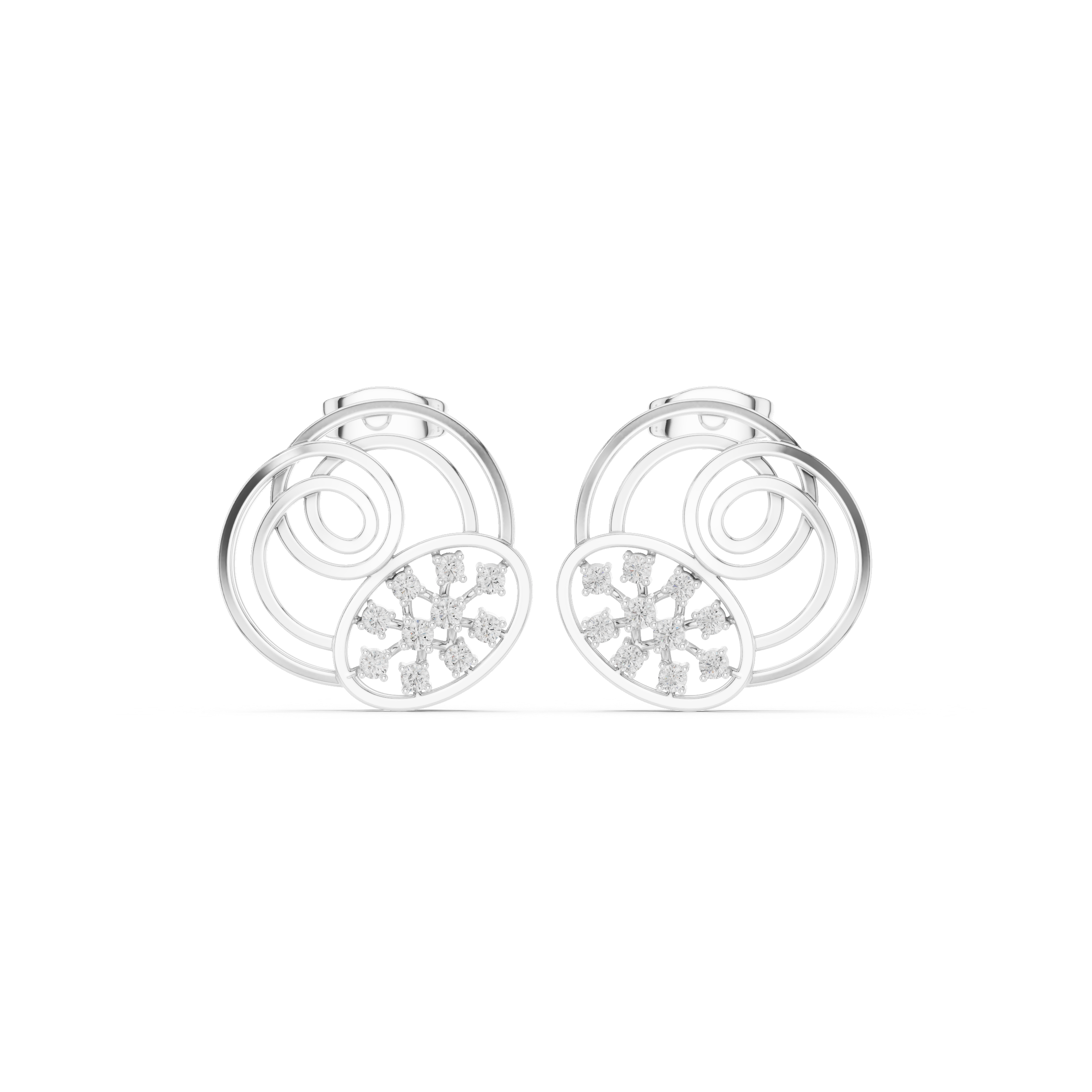 Spiral diamond stud earrings