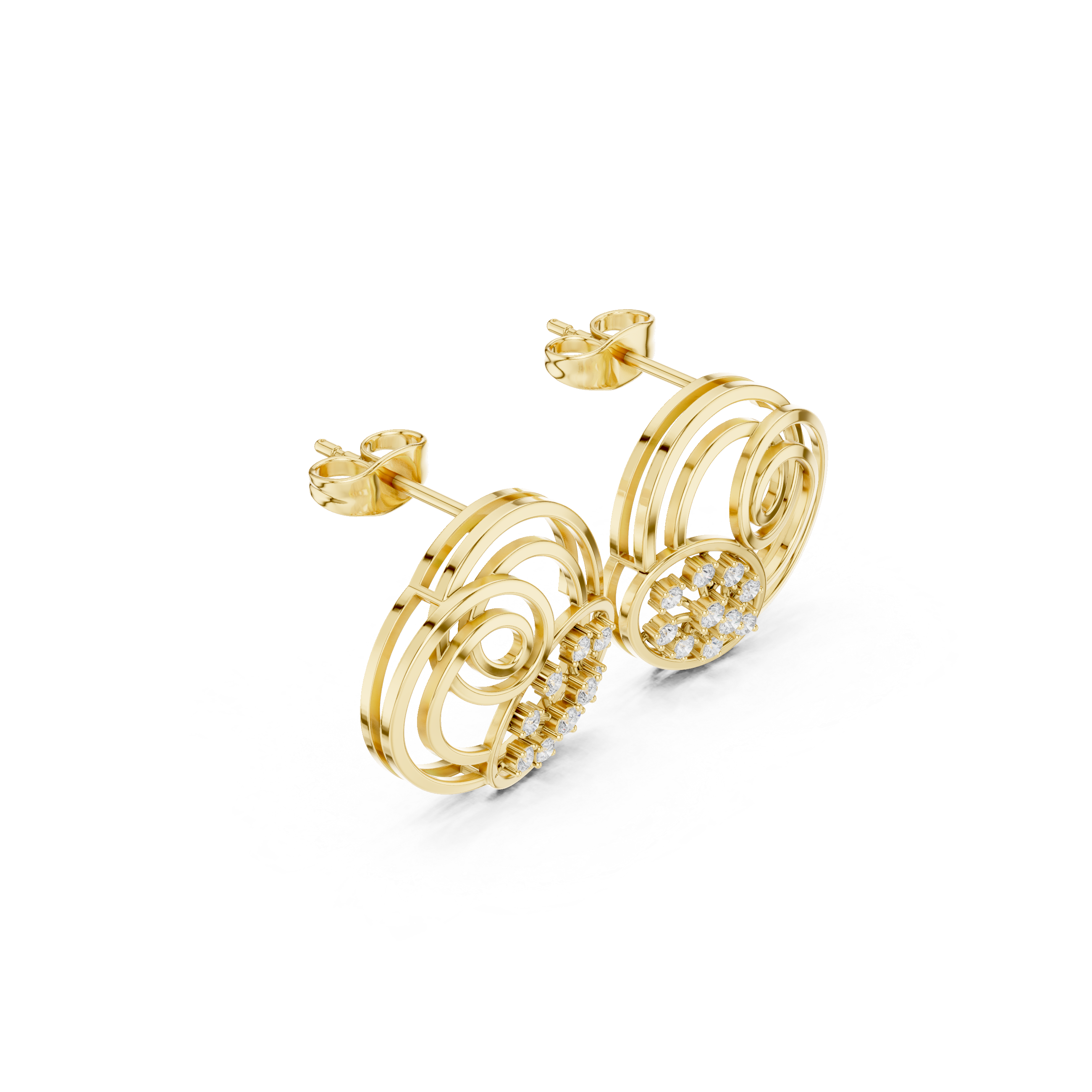 Spiral diamond stud earrings