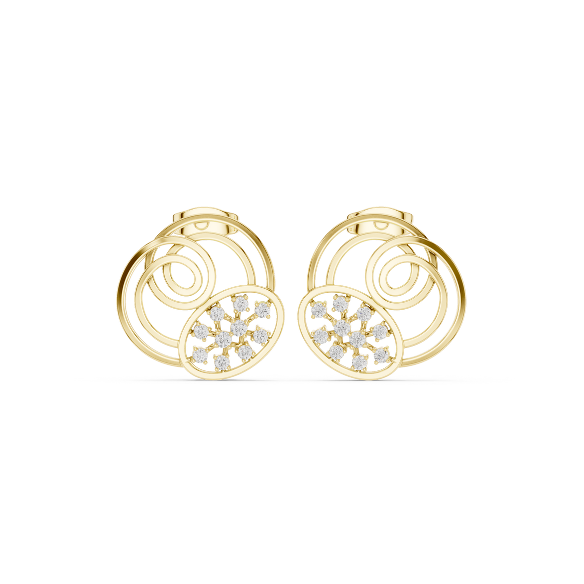 Spiral diamond stud earrings