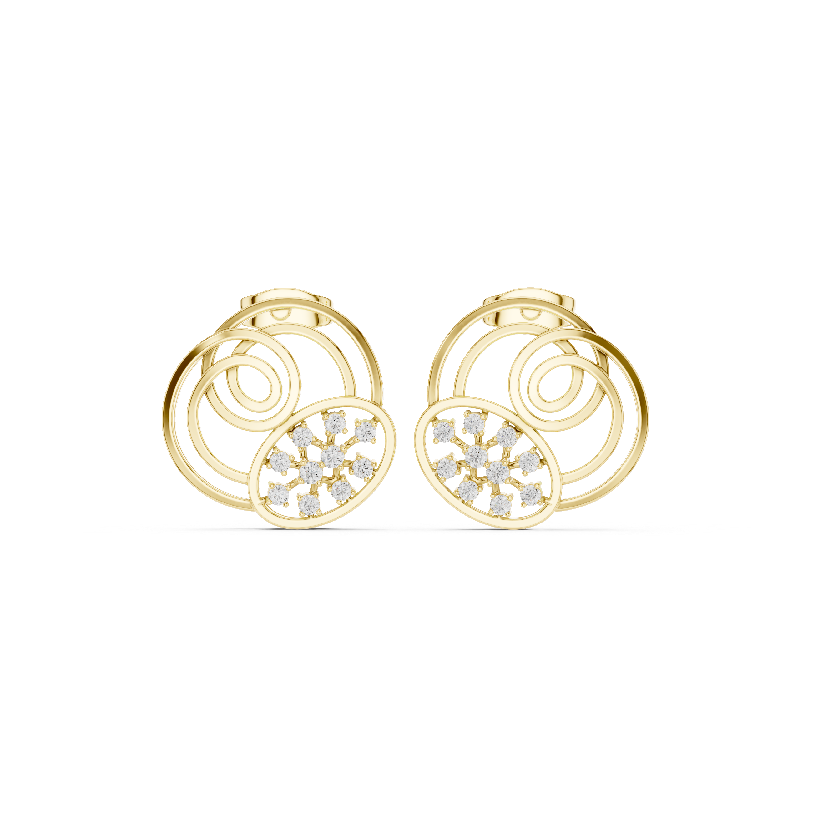 Spiral diamond stud earrings