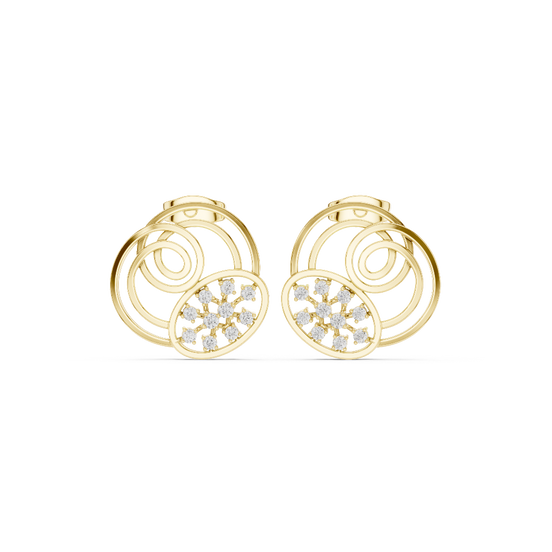 Front face of the yellow gold Galaxy Bloom stud earrings
